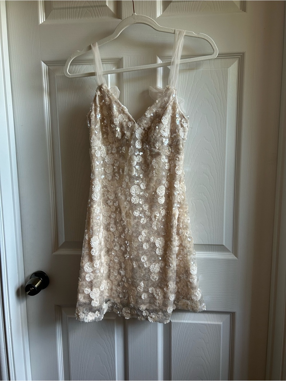 Francesca's Margot Sequin Tie Strap Mini Dress